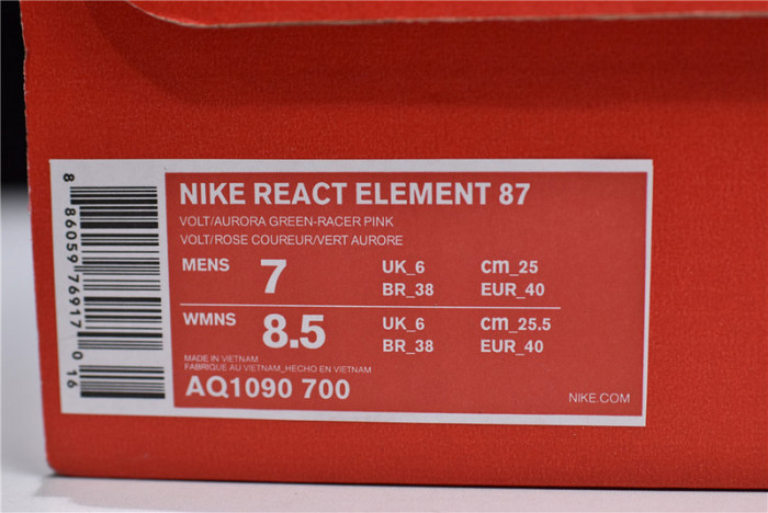 nike react element 87 volt racer pink - aq1090-700